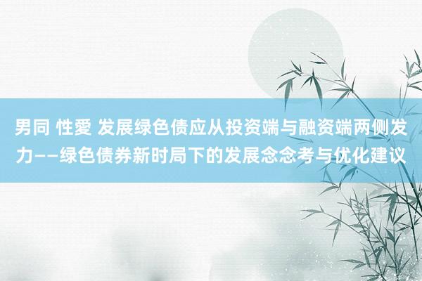 男同 性愛 发展绿色债应从投资端与融资端两侧发力——绿色债券新时局下的发展念念考与优化建议