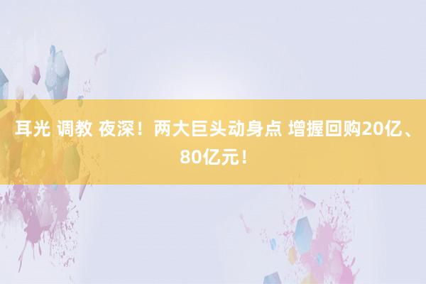 耳光 调教 夜深！两大巨头动身点 增握回购20亿、80亿元！